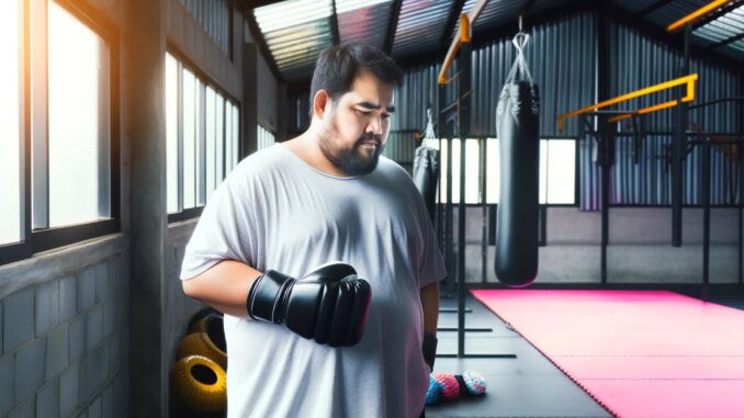 obese man thinking of training in MMA